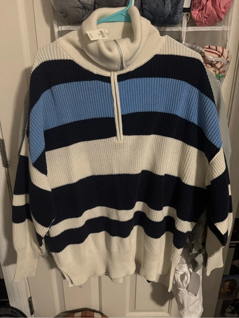 Aerie Oversized Striped Half-Zip Sweater NWT size small - Picture 3 of 4